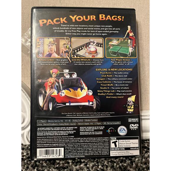 The Sims Bustin' Out PS2 2003 Complete w/ Case & Manual EA Games - Picture 2 of 4